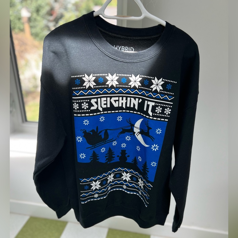 Ugly Christmas  pull over sweatshirt Santa Hybrid  cotton-blend